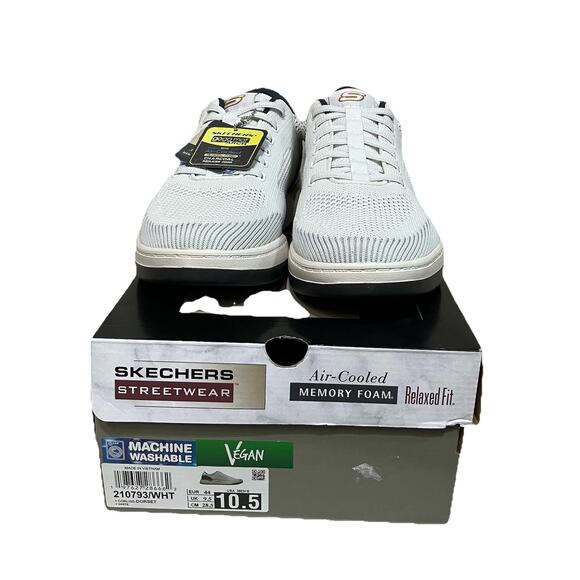 SKECHERS Corliss Dorset White Relaxed Fit Sneaker Shoe Men's size 10.5 New Box - Picture 2 of 9